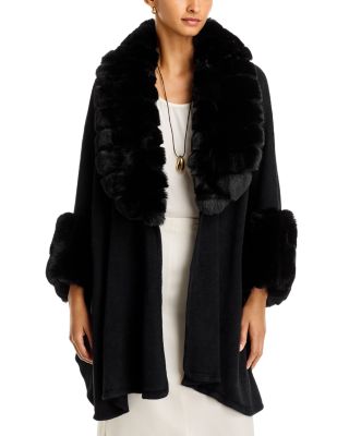 Faux Fur Trim Ruana 