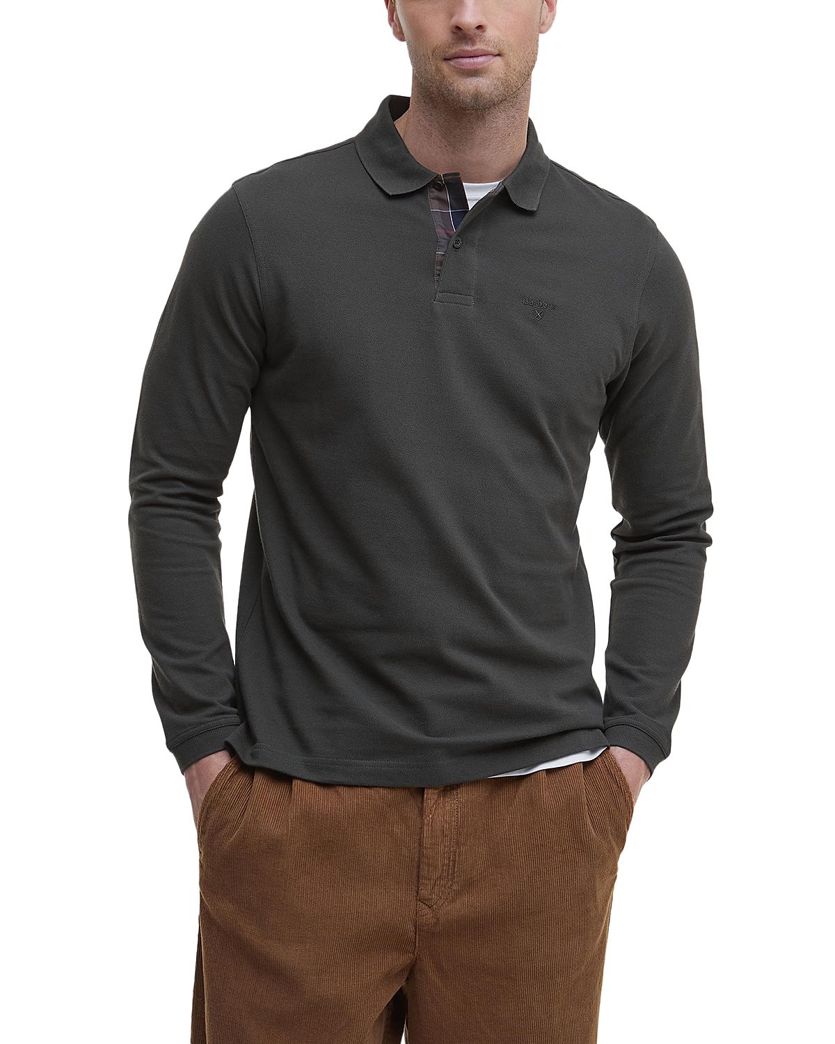 Barbour Essential Cotton Plaid Placket Polo Shirt