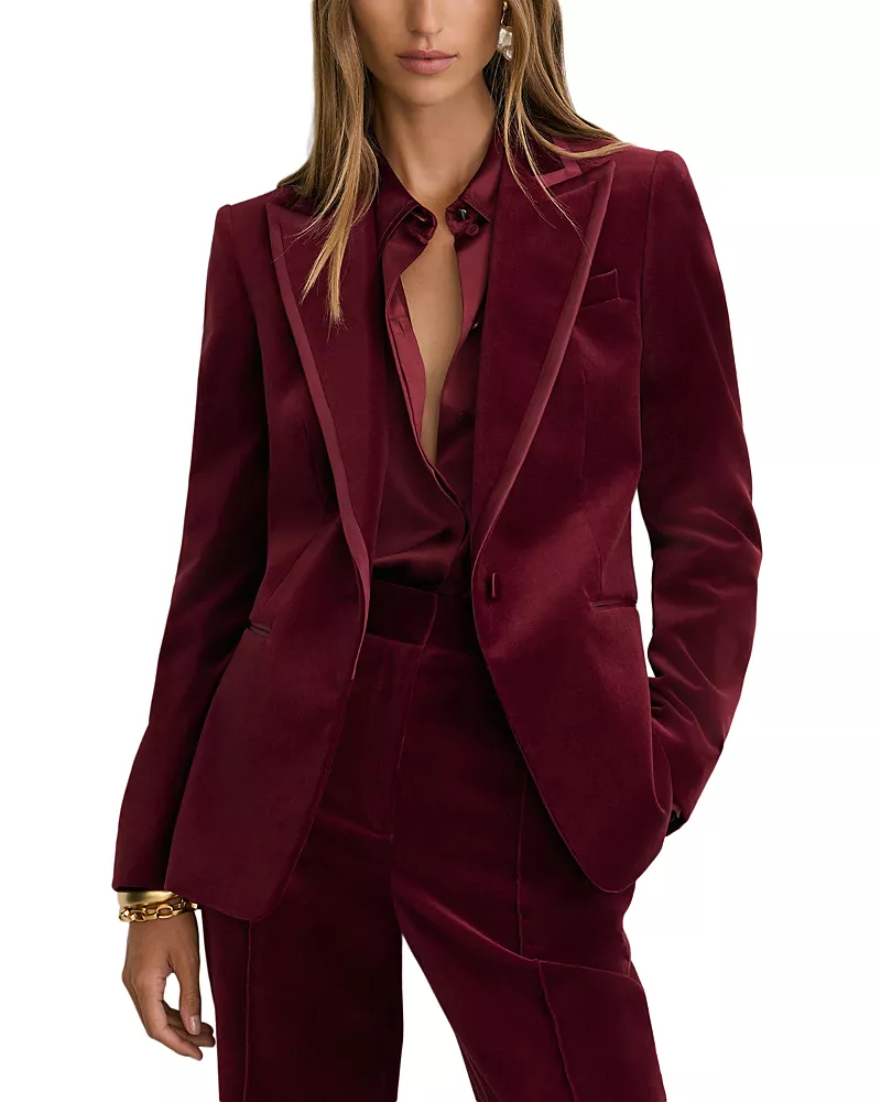 Reiss Single Breasted Velvet Blazer
