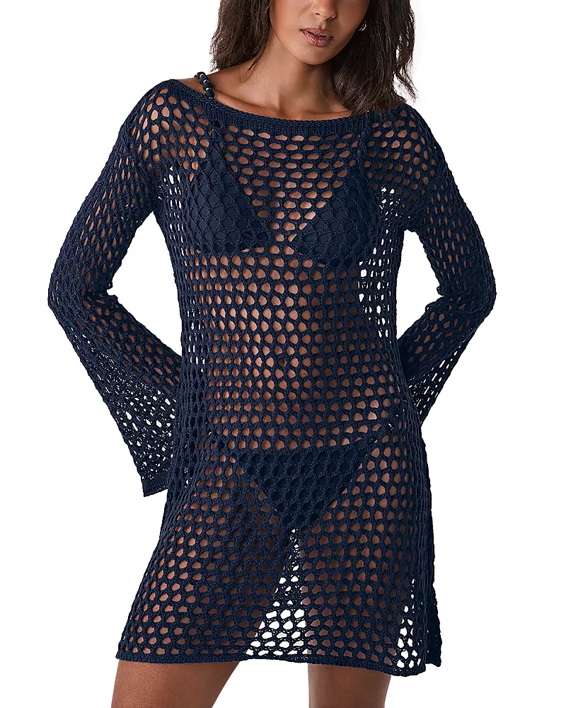 ViX Paula Hermanny Belle Knit Short Caftan Swim Cover-Up