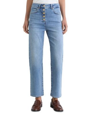 Cropped Straight Jeans in Light Blue