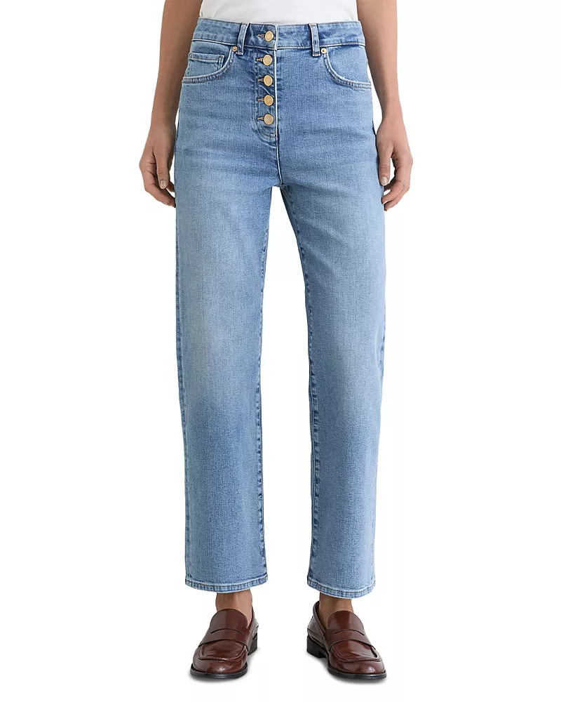 Reiss Cropped Straight Jeans in Light Blue