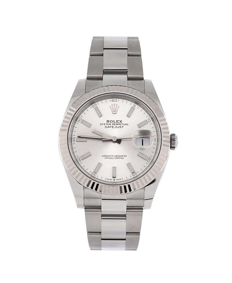 Pre-owned Pre-owned Rolex Rolex Oyster Perpetual Datejust Automatic Watch In Stainless Steel And White Gold 41mm In Dial Color: Silver