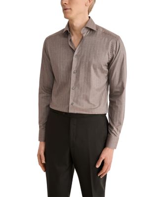 Cotton Contemporary Fit Solid Flannel Dress Shirt