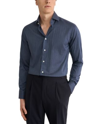 Cotton Slim Fit Solid Flannel Dress Shirt