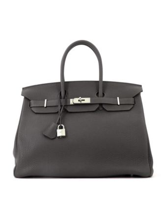 Birkin 35 Handbag Green Togo with Palladium Hardware
