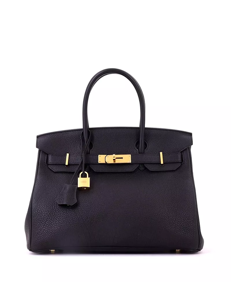 Pre-Owned HERMES Birkin 30 Handbag Black Togo with Gold Hardware