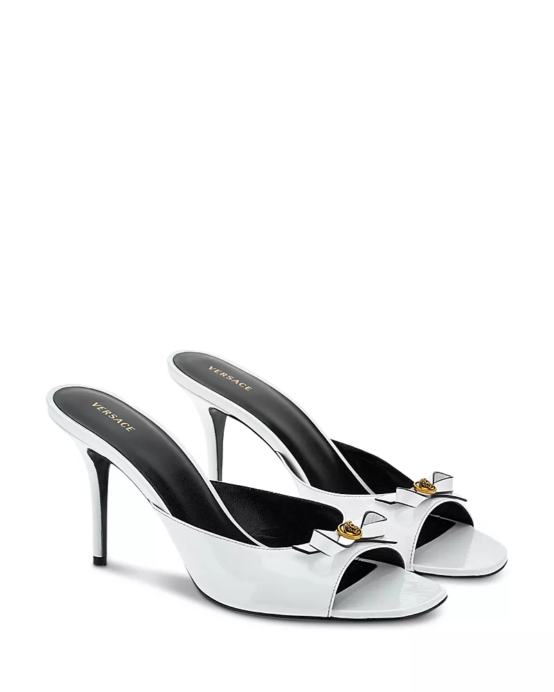 Versace Women's Opera Bow 85 Patent Leather Stiletto Sandals