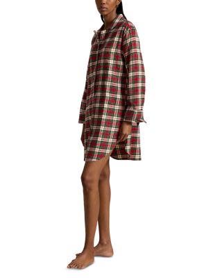 Plaid Camp Collar Sleep Dress