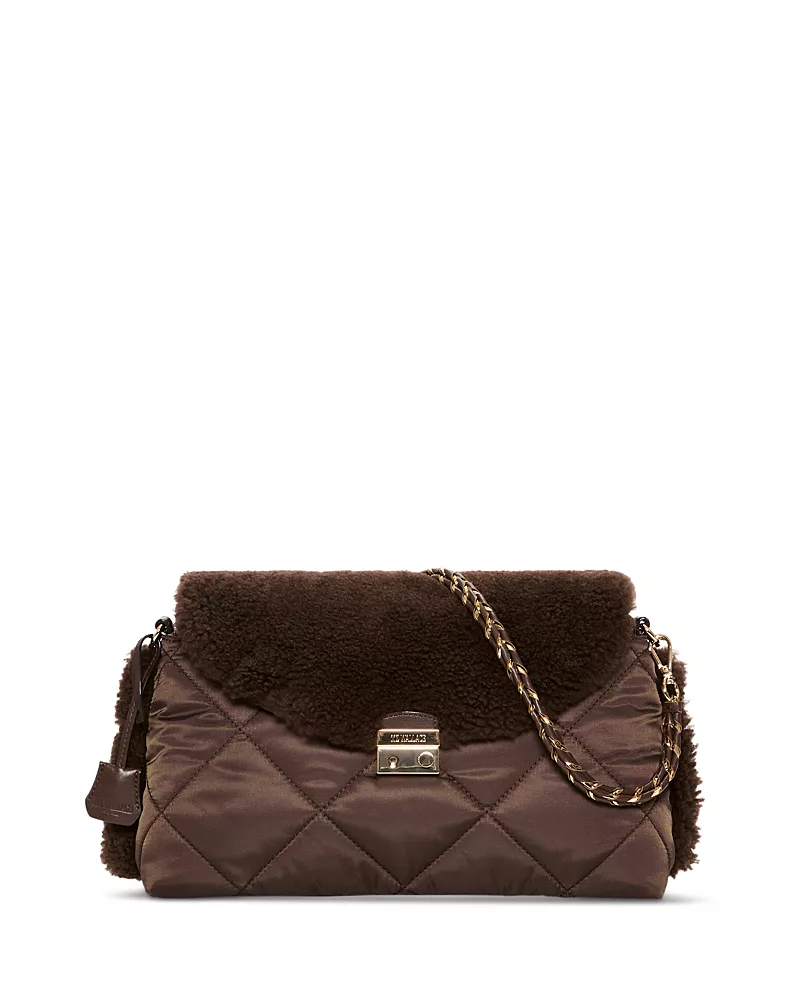 Mz Wallace Crosby Lock Shearling Trim Shoulder Bag - Exclusive