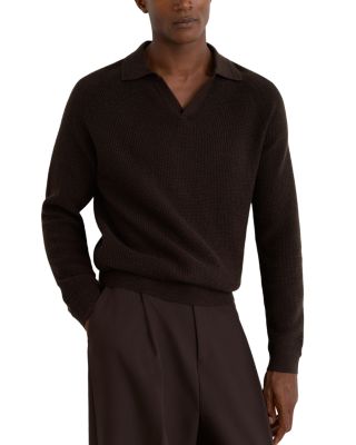 Spence Open Collar Textured Waffle Sweater