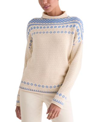 Cotton Mock Neck Fair Isle Sweater