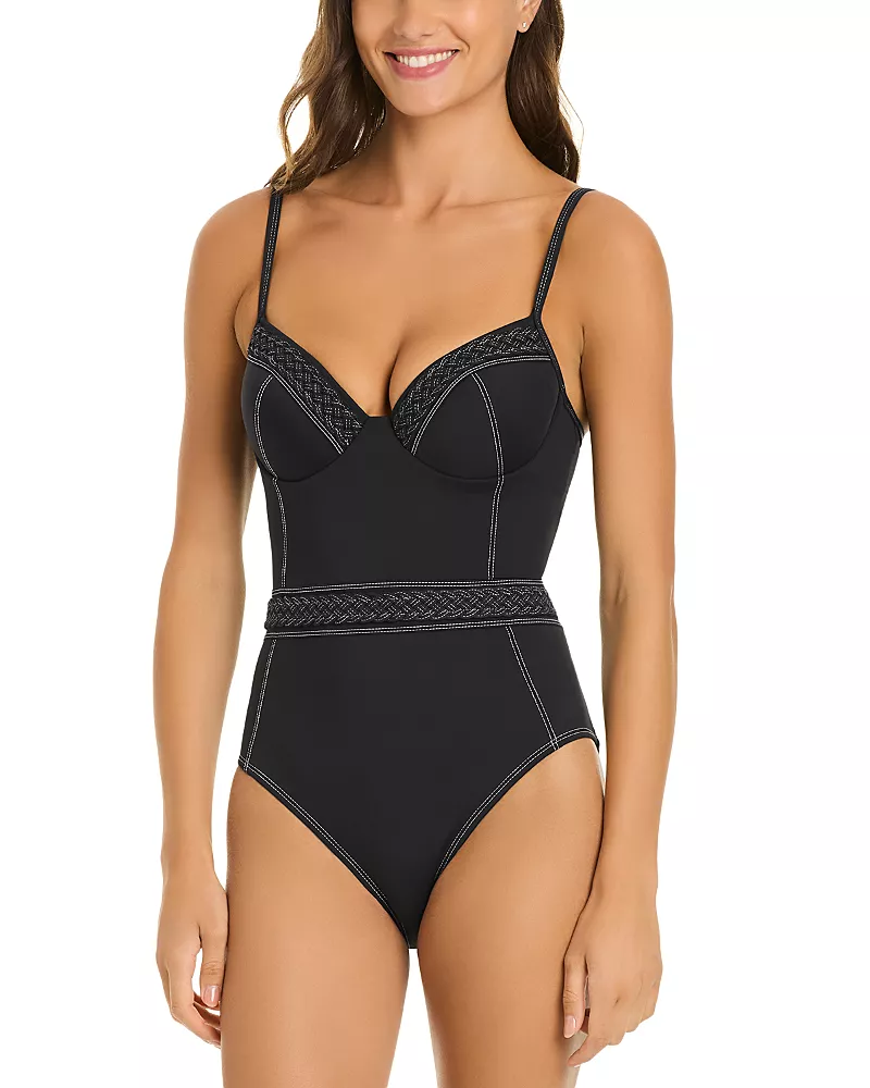Bleu Rod Beattie Molded Cups Braided Trim Swimsuit