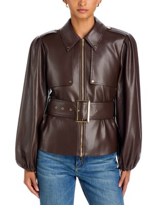 TOCCIN Brighton Belted Faux Leather Jacket