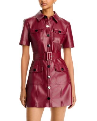 Lydia Belted Faux Leather Mini Dress
