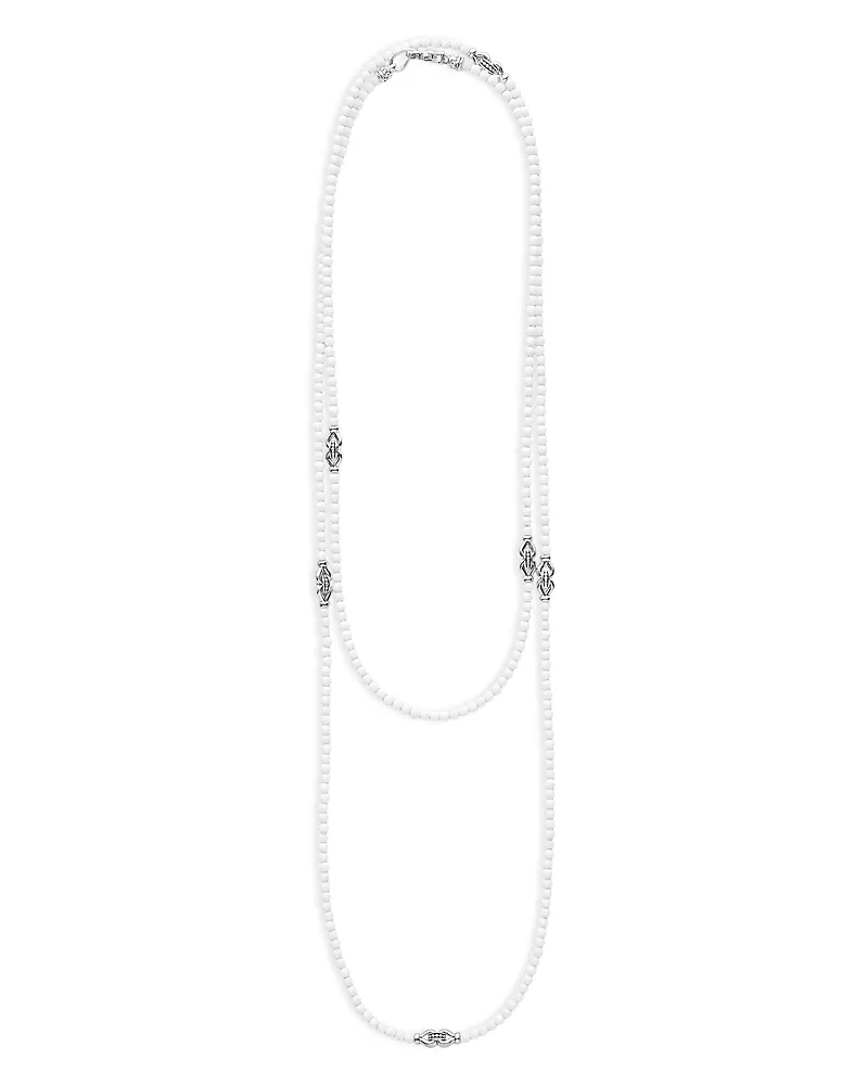 Lagos Sterling Silver Signature Caviar White Agate Station Necklace, 34