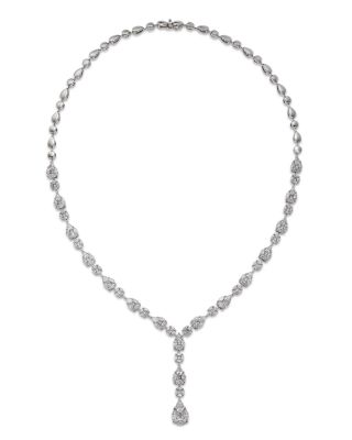 Zydo 18K White Gold Mosaic Collection Diamond Mixed Cut Lariat Necklace, 7.62 tcw