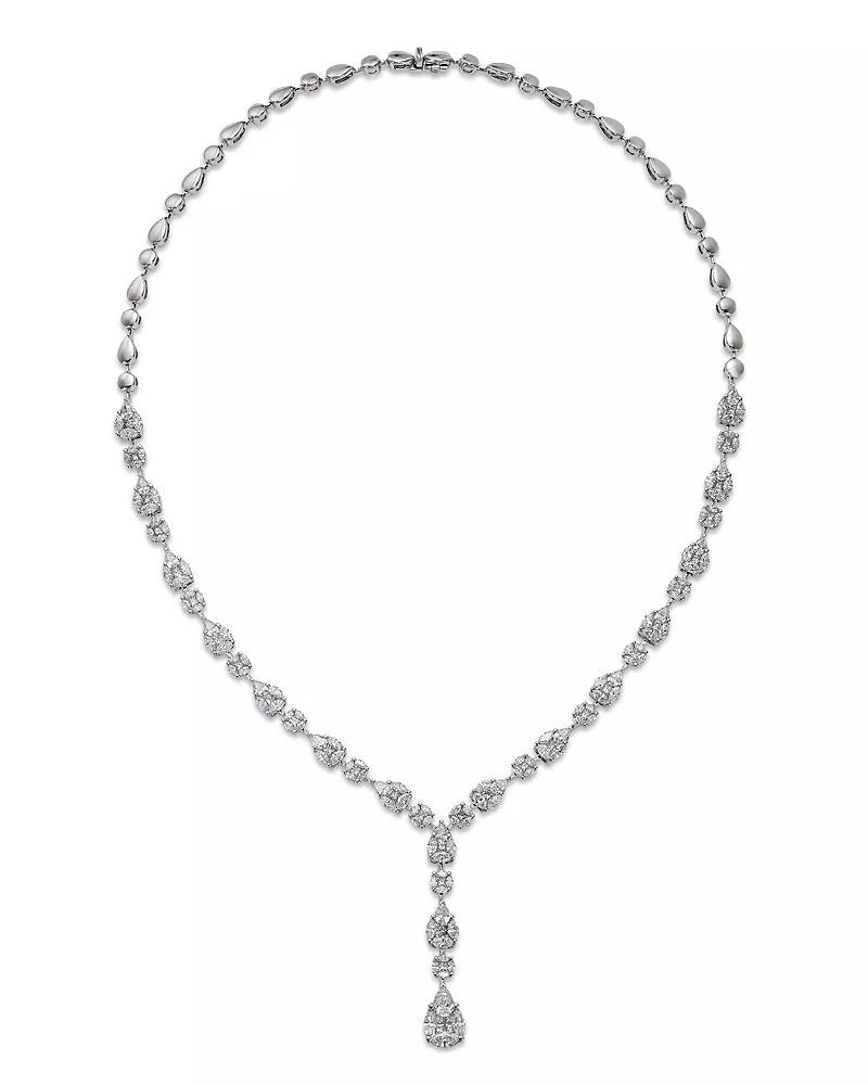 Zydo 18K White Gold Mosaic Collection Diamond Mixed Cut Lariat Necklace, 7.62 tcw