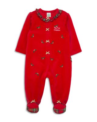 Girls' Holly Plaid Velour Footie - Baby