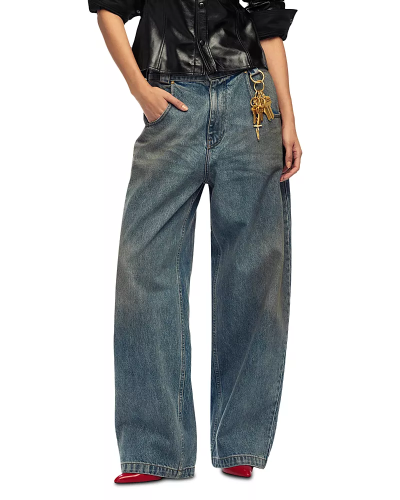 Willy Chavarria Bad Girl Wide Leg Jeans in Classic Blue