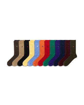 Egypt Cotton Blend Ribbed Crew Socks, Pack of 12