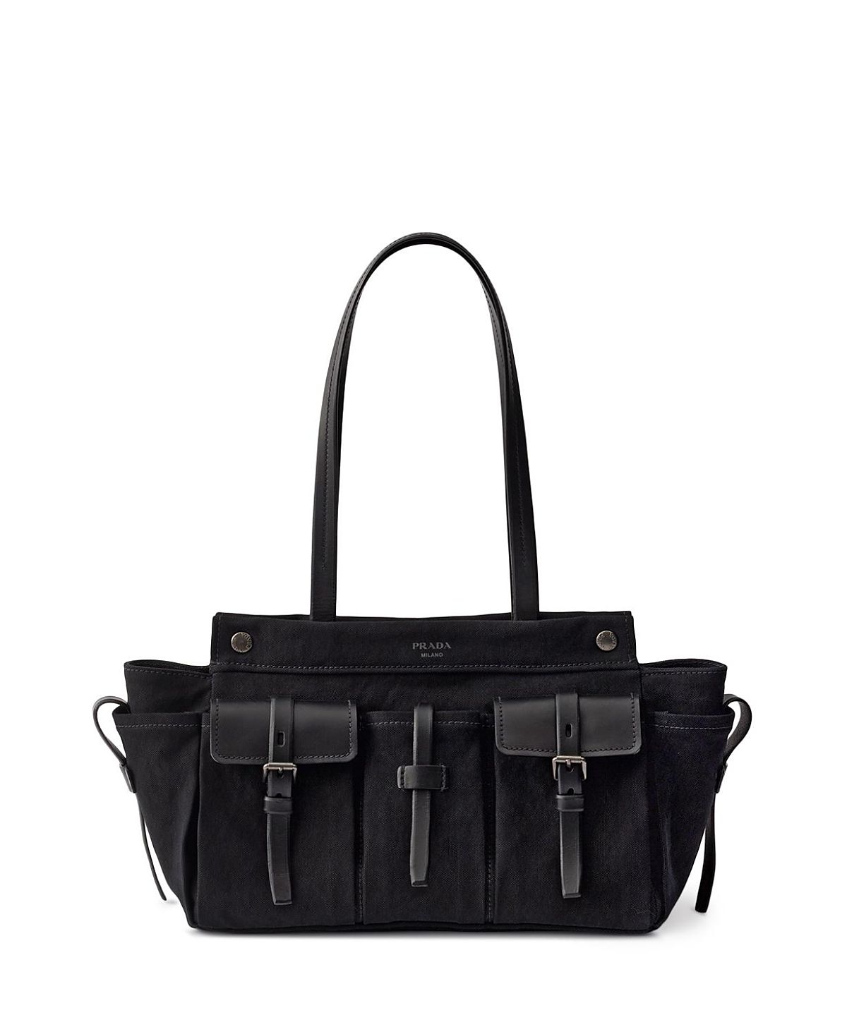 Prada Route Large Canvas and Leather Tote Bag