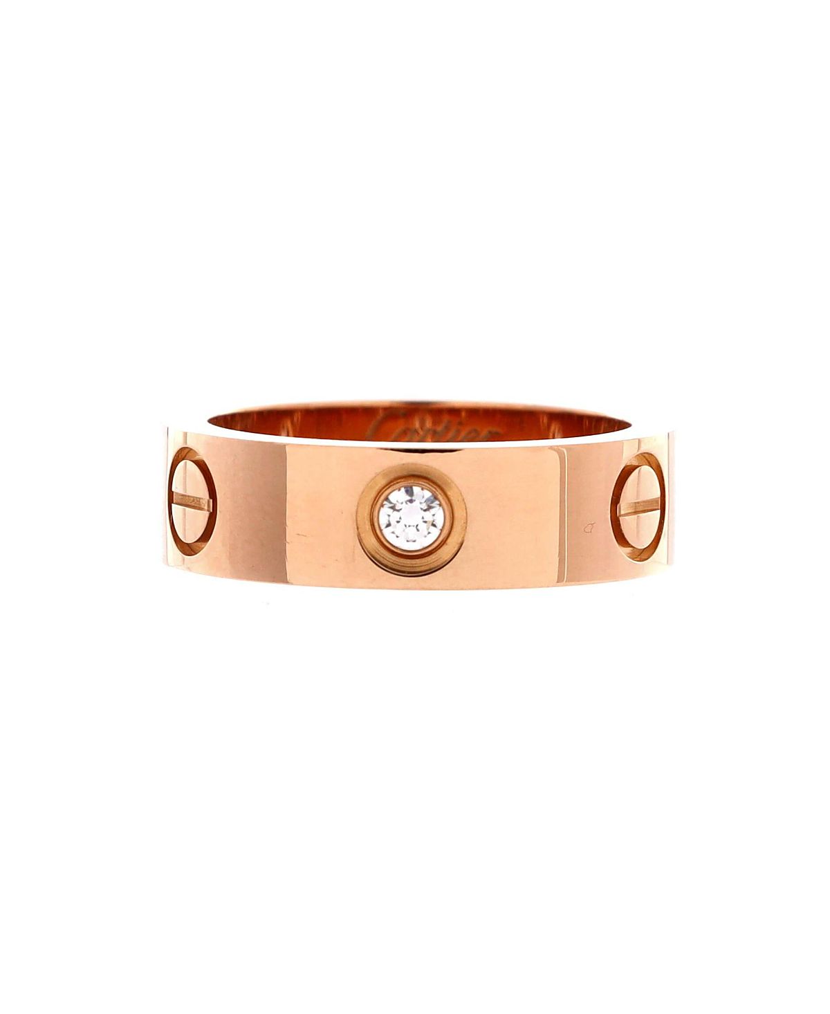 Pre-Owned Cartier Love 3 Diamonds Band Ring 18K Rose Gold with Diamonds