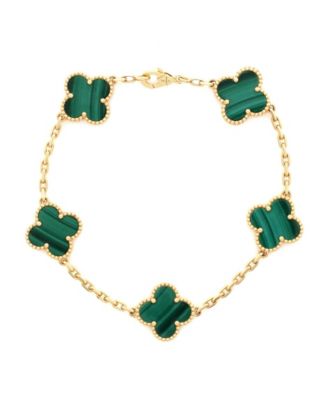  Vintage Alhambra 5 Motifs Bracelet 18K Gold and Malachite
