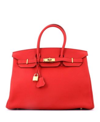 Birkin 35 Handbag Red Togo with Gold Hardware