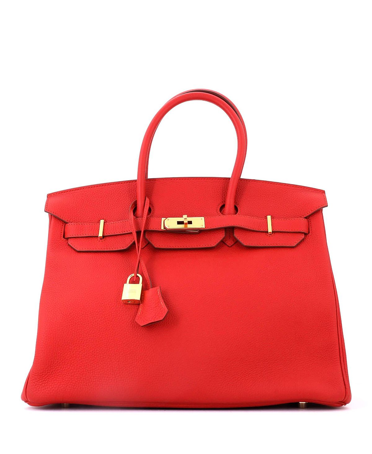 Pre-Owned Hermes Birkin 35 Handbag Red Togo with Gold Hardware
