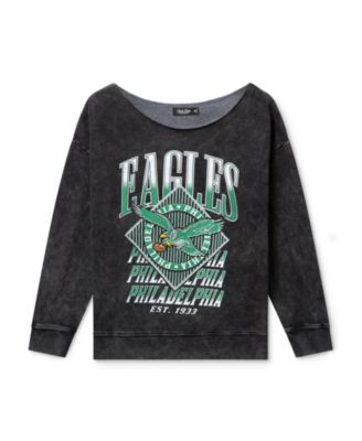  Women's NFL Philadelphia Eagles Off Shoulder Cropped Fleece