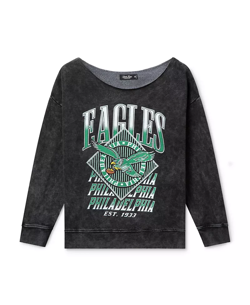 Junk Food Clothing Women's Nfl Philadelphia Eagles Off Shoulder Cropped Fleece