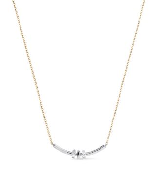 Ana Luisa Solid Yellow Gold Diamond Links Bar Necklace