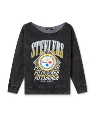  Women's NFL Pittsburgh Steelers Off Shoulder Cropped Fleece