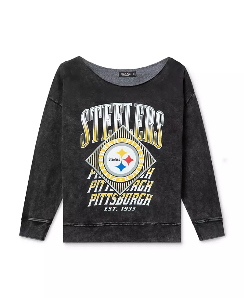 Junk Food Clothing Women's Nfl Pittsburgh Steelers Off Shoulder Cropped Fleece
