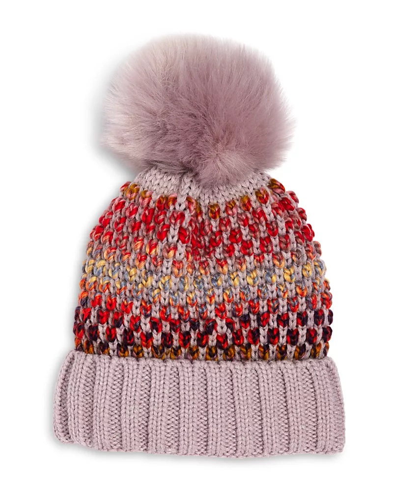 Kyi Kyi Wool Blend Faux Fur Pom-Pom Beanie
