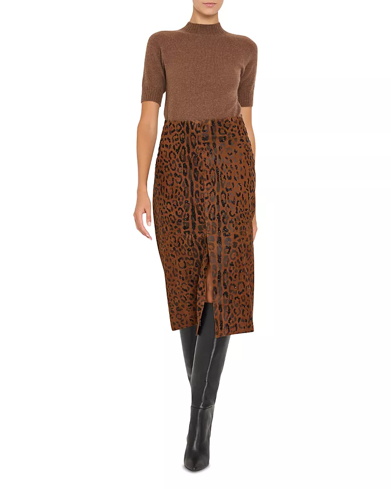 Kobi Halperin Melissa Leopard Suede Skirt