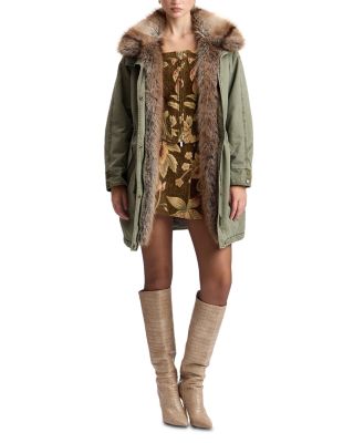 Faux Fur Trim Cotton Parka Coat