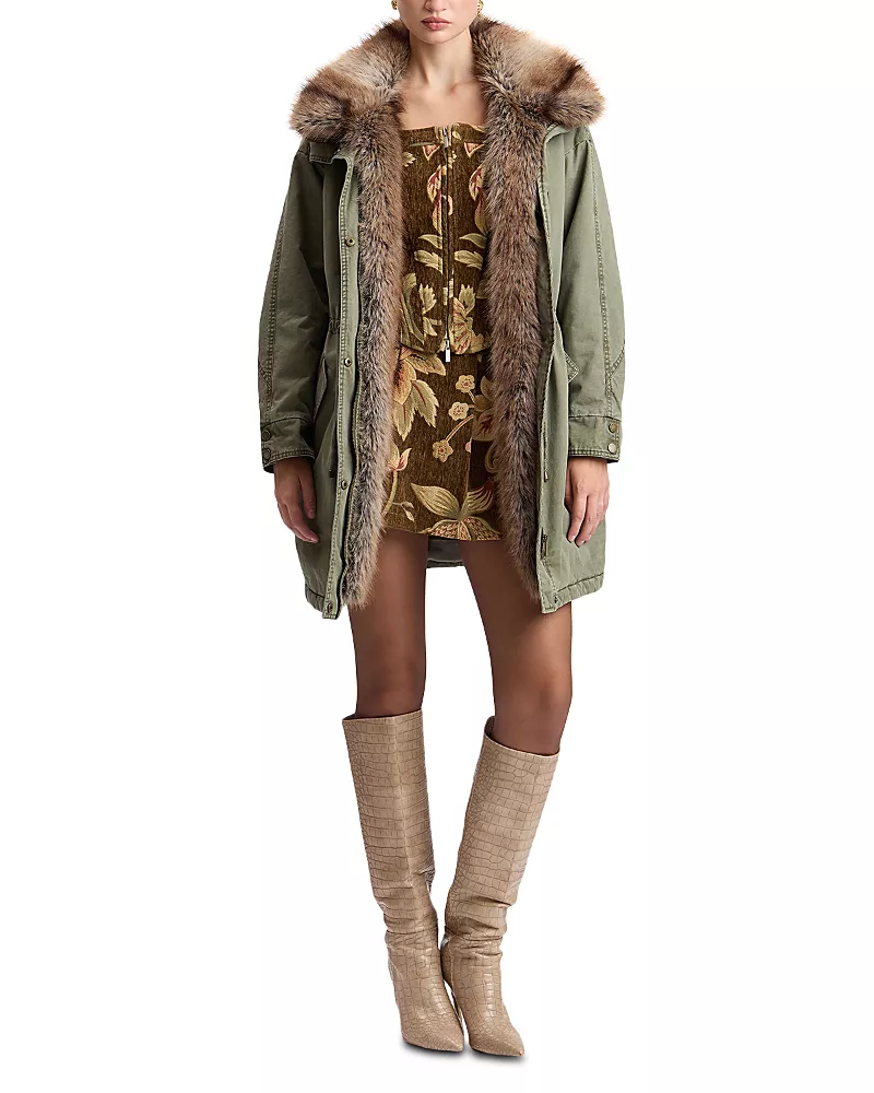Avec Les Filles Faux Fur Trim Cotton Parka Coat