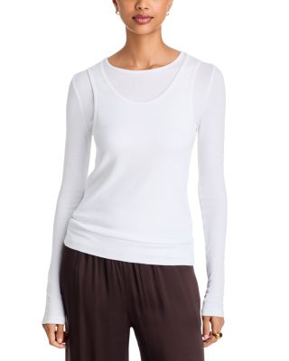 Soft Touch Rib Double Layer Long Sleeve Tee
