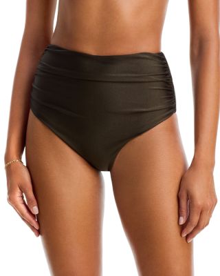 Simkhai Teya High Waist Shirred Bikini Bottom