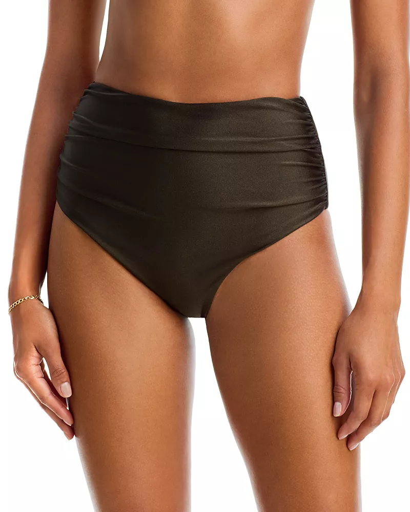 Simkhai Teya High Waist Shirred Bikini Bottom