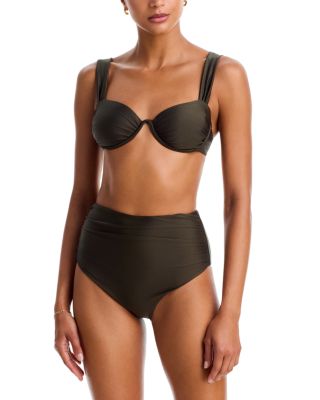 Anniston Bikini Top & Teya High Waist Ruched Bikini Bottom