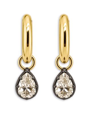 14K Yellow Gold Lab Grown Pear Drop Earrings, 1.0 tcw
