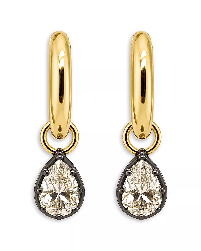 Meira T 14K Yellow Gold Lab Grown Pear Drop Earrings, 1.0 tcw