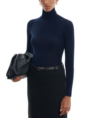 Merino Wool & Silk Micro Rib Turtleneck Tee