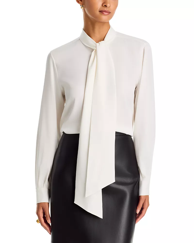 Lafayette 148 New York Tie Neck Blouse