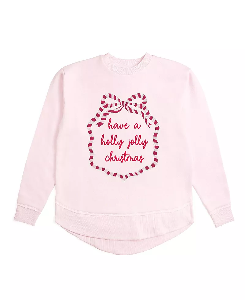 Sweet Wink Holly Jolly Christmas Sequin Bow Patch Women's Sweatshirt