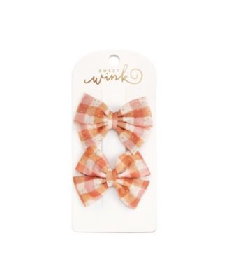 Girls' Cinnamon Plaid Tulle Bow Clip Set - Little Kid, Big Kid