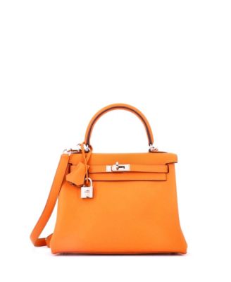 Kelly 25 Handbag Orange Swift with Palladium Hardware